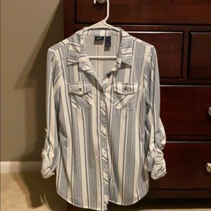 Striped button down knit shirt